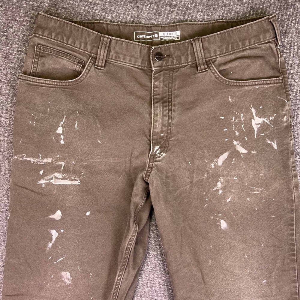 Carhartt Pants Mens 35x34 Brown Rugged Flex Relaxed Workwear Canvas Utility Work - Picture 11 of 16